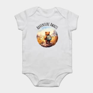 Adventure Awaits Adorable Bear camping backpacking design Baby Bodysuit